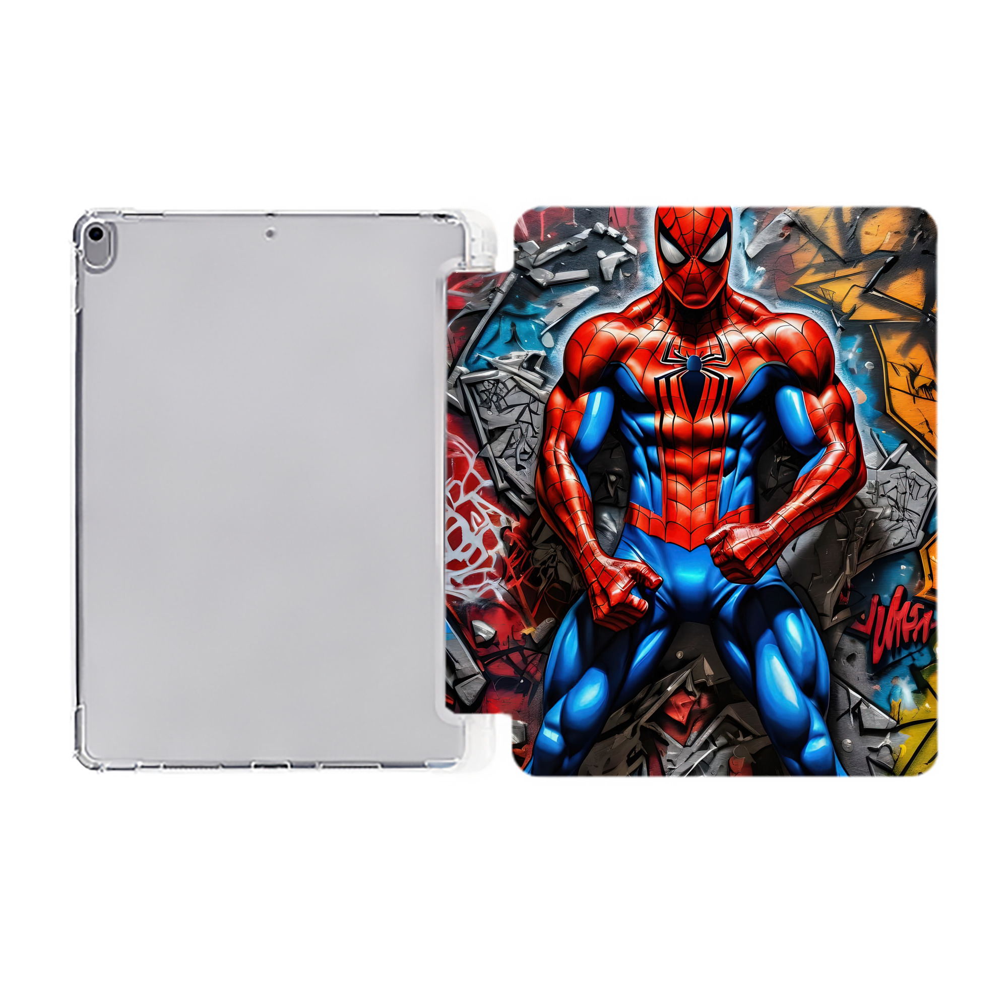 （画像用） Spider Man スパイダーマン IPad ケース ペン収納付き 三つ折りスタンド PUレザー×シリコン 対応機種9.5/10.5/10.9インチ